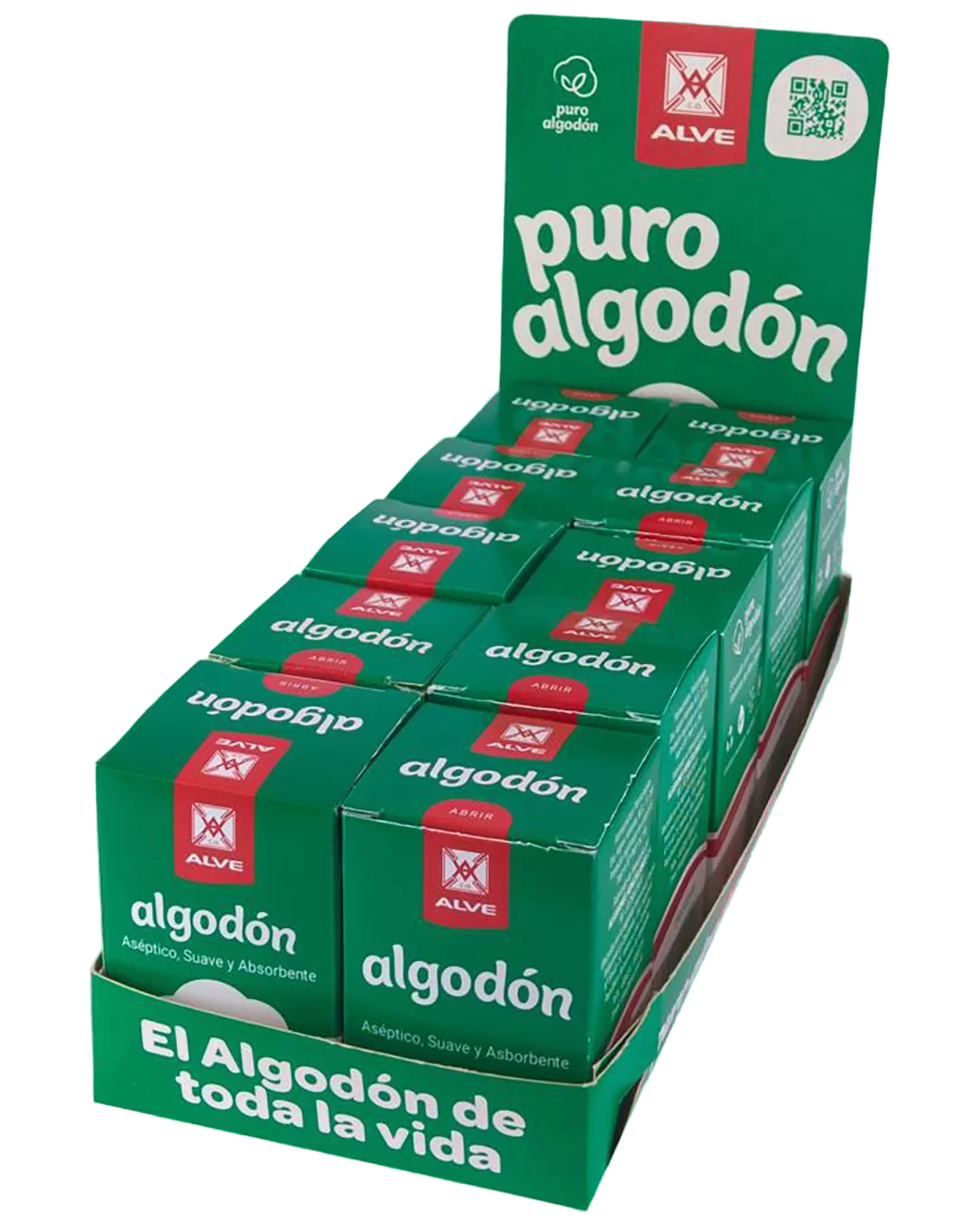 Pack x 10 Estuches de Algodón ALVE 10 g + Display